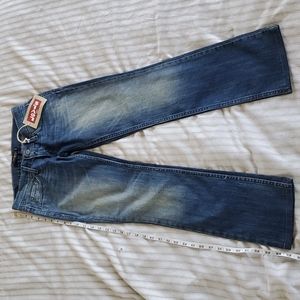 Levi's.  Too superlow 524 jeans. I Ultra low rise . Stretch denim. Blue. Size 0M